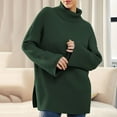 thumbnail image 1 of Babysbule Plus Size Womens Sweaters New Arrivals Women Solid Color Turtleneck Open Long Sleeve Turtleneck Ribbed Sweater Woman Clearance Women's Fashion, 1 of 6