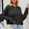 thumbnail image 1 of Babysbule Plus Size Womens Sweaters New Arrivals Women Solid Round Neck Dough Twists Cord Knit Loose Thick Needle Pullover Sweater Women's Fashion, 1 of 5