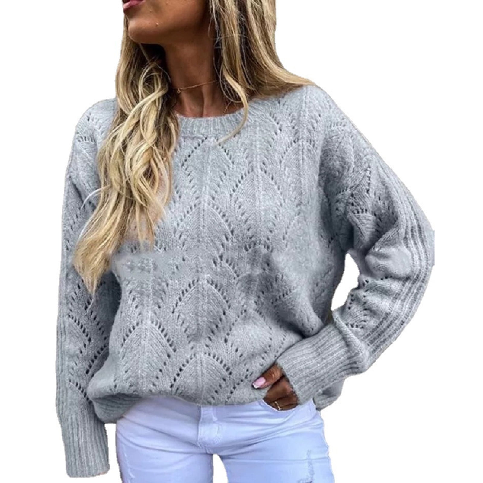 Plus Size MERRY Round Neck Long Sleeve Sweater main image 1