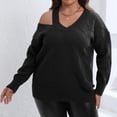 thumbnail image 1 of Babysbule Plus Size Womens Sweaters Women's Fashion V-neck Large Size Long Sleeve Casual Sweater Women's Fashion, 1 of 5
