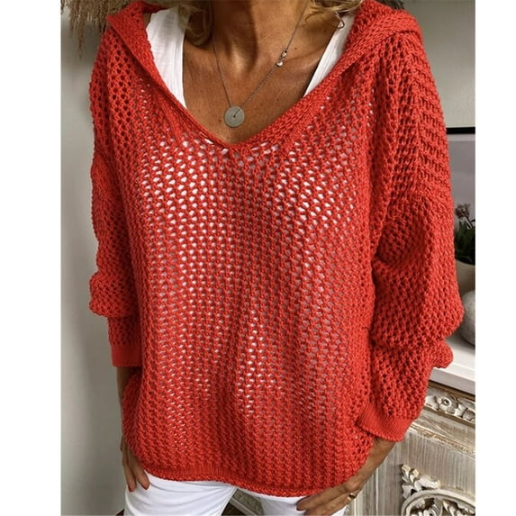 Babysbule Plus Size Womens Sweaters New Arrivals Women's Knitted Outer Sun Protection Knitted Hooded Sun Protection Clothing Women's Fashion