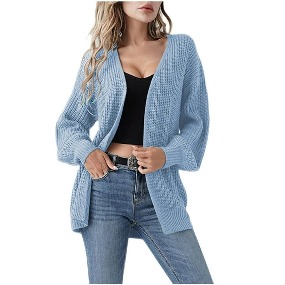 Babysbule Plus Size Womens Sweaters New Arrivals Women's Long Sleeve Open Front Casual Lightweight Soft Knit Cardigan Sweater Outerwear Women's Fashion