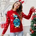 thumbnail image 1 of Babysbule Plus Size Womens Sweaters Women's Round Neck Long Sleeve Knitted Pullover Christmas Sweater Women's Fashion, 1 of 6