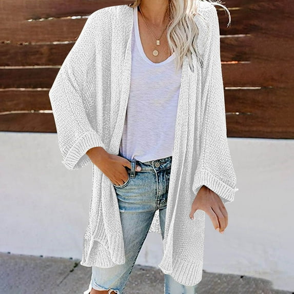 Babysbule Plus Size Womens Sweaters New Arrivals Women's And Winter Sweater Coat Solid Cardigan Long Sleeve Pocket Blouse Clothing Loose Tops Women's Fashion