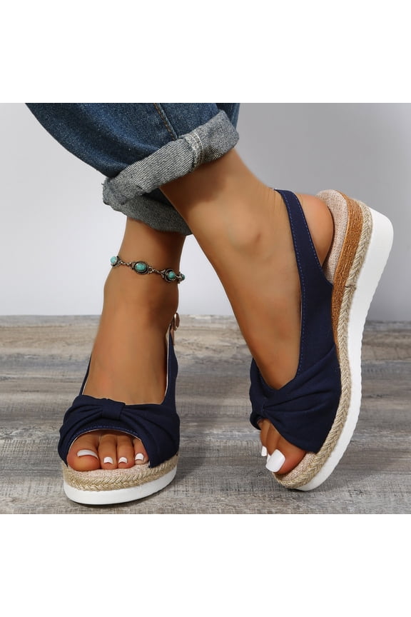 Sandals for Women Summer Ladies Shoes Fish Mouth Medium Wedge Heel Metal Buckle Women's Sandals
