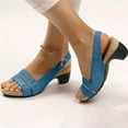 thumbnail image 1 of Babysbule Sandals for Women Summer Ladies Shoes Fish Mouth Medium Thick Heel Metal Buckle Women's Sandals, 1 of 4
