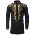 thumbnail image 1 of Babysbule Shirts for Men Men's Autumn Winter Luxury African Print Long Sleeve Shirt Top Blouse, 1 of 3