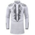 thumbnail image 1 of Babysbule Shirts for Men Deals Men's Autumn Winter Luxury African Print Long Sleeve Dashiki Shirt Top Blouse, 1 of 3