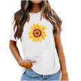thumbnail image 1 of Babysbule Shirts for Women Women's Fashion Round Neck Short Sleeve Easter Sunflower Print Tops, 1 of 7