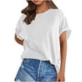 thumbnail image 1 of Babysbule Shirts for Women Summer Solid Oversized T Shirts Crewneck Short Sleeve Sports Athletic BoyFriend Loose Tees Shirt, 1 of 7