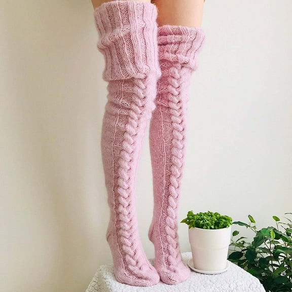 Babysbule Socks for Women Ladies Cable Knit Extra Long Boot Over Knee Thigh Stocking Leg Warmers
