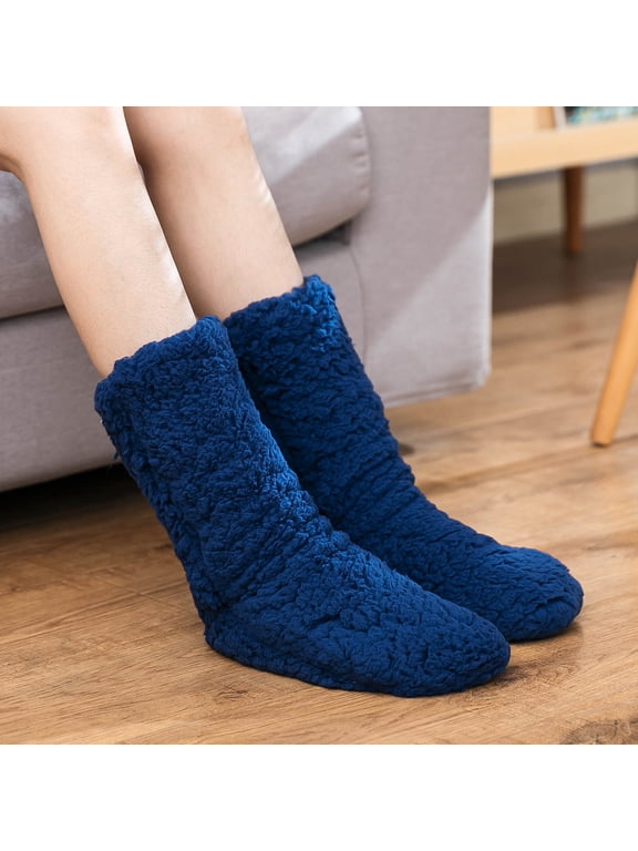 Socks for Women Ladies Solid Color Long Slippers Thick Plush Indoor Double-Layer Thickening Indoor Shoes