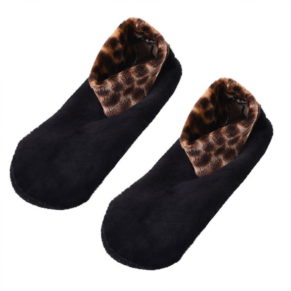 Babysbule Socks for Women Winter Children's Leopard Print Floor Double Layer Thickening Non-slip Warmth Down Yoga Dance Socks