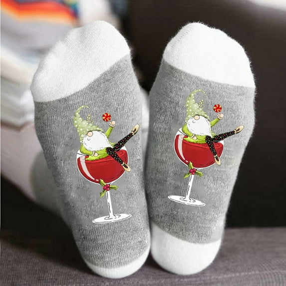 Babysbule Socks for Women Winter Cotton Socks Personalized Red Wine Cup Casual Mid Tube Fashion Colored Breathable Socks