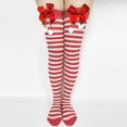 thumbnail image 1 of Babysbule Socks for Women Women Christmas Long Tube Knee Socks Striped Garter Bow Hair Ball Christmas Party, 1 of 3