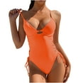 thumbnail image 1 of Babysbule Strap Sleeveless Hollow Out Solid Color One-Piece Swimsuits Stylish Swimwear Beachwear Set For Women, 1 of 8