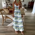 thumbnail image 1 of Babysbule Summer Dresses for Women Fashion Ladies Maxi Dresses Summer V-Neck Casual Printing Loose Sleeveless Loose Long Skirts, 1 of 4