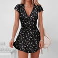 thumbnail image 1 of Babysbule Summer Dresses for Women Ladies V-Neck Half Sleeve Floral Print Mini Dress Skirts, 1 of 8