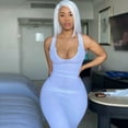 thumbnail image 1 of Babysbule Summer Dresses for Women Tank Dress Deep V-Neck Sleeveless Ribbed Party Club Dress, 1 of 9