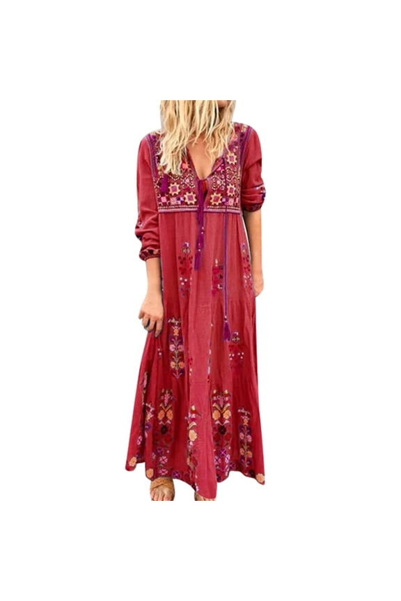 Summer Women Dresses Fashion Women Patchword Casual Print Dress V-Neck Long Sleeve Mini Dress