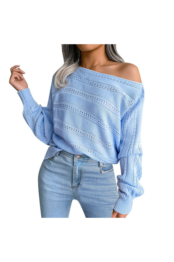 Sweaters for Women Women Fashion Casual Solid Color Casual Loose Long Sleeve Sweater