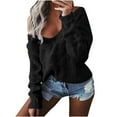 thumbnail image 1 of Babysbule Sweaters for Women Women's Casual Solid Off Shoulder Pullover V-Neck Blouse Long Sleeve Tops Sweater, 1 of 7