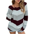 thumbnail image 1 of Babysbule Sweaters for Women Women Casual Fashion Color Matching Pullover Long Sleeve Round-Neck Sweater, 1 of 7