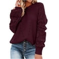thumbnail image 1 of Babysbule Sweaters for Women Women Casual Fashion Solid Hollow Out Pullover Long Sleeve Round-Neck Sweater, 1 of 9