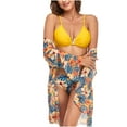 thumbnail image 1 of Babysbule Swimsuits for Women Clearance Fashion Women Sexy Print Three Piece Split Swimsuit Show Waist Wire Free With Pad Solid Sexy Bikini Set, 1 of 7