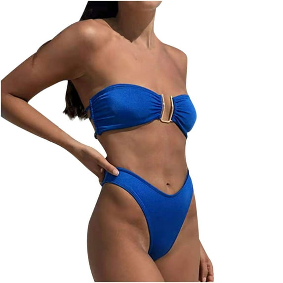 Babysbule Swimsuits for Women Clearance Fashion Women Split Swimsuit Show Waist Solid Color Sexy Bikini