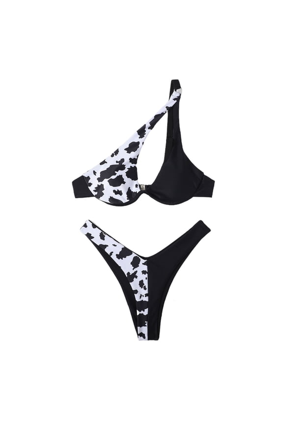 Swimsuits for Women Ladies Women's Bathing Suit Split Cow Pattern Printed Bikini Swimsuit