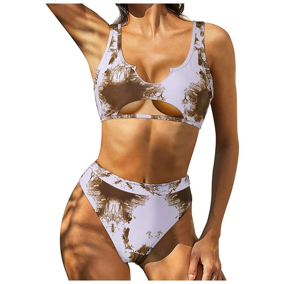 Babysbule Swimsuits for Women Clearance Sexy Women Bikini Printing Hollow Out Two-Piece Swimwear Swimsuit Beachwear Set