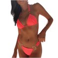thumbnail image 1 of Babysbule Swimsuits for Women Fashion Women Split Swimsuit Show Waist Solid Color Love Sexy Bikini, 1 of 5