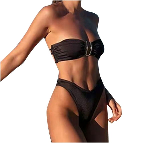 Babysbule Swimsuits for Women Fashion Women Split Swimsuit Show Waist Solid Color Bikini