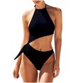 thumbnail image 1 of Babysbule Swimsuits for Women Ladies Halter Neck Sexy Swimsuit Conservative Split Swimsuit, 1 of 9