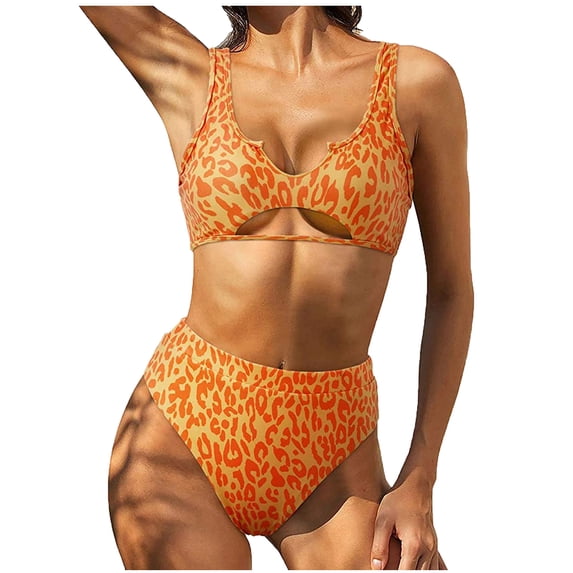 Babysbule Swimsuits for Women Sexy Women Bikini Printing Hollow Out Two-Piece Swimwear Swimsuit Beachwear Set
