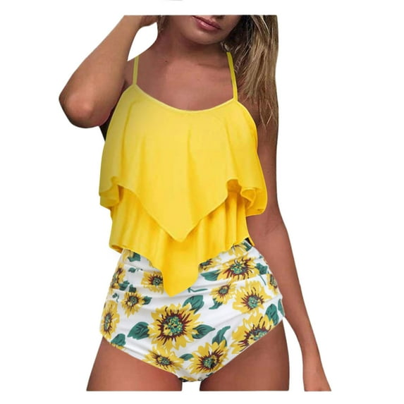 Babysbule Swimsuits for Women Women's Fashion Bikini Set Swimsuit Two Piece Filled Swimwear Has A Chest Pad No Steel Support Beachwear