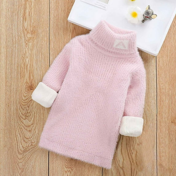 Babysbule Sweater Autumn And Winter Medium Length High Collar Pullover Plush Thickened Sweater
