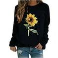 thumbnail image 1 of Babysbule Tops for Women Winter Womens Casual Tops Ladies Sunflower Print Sweatshirt Blouse Tee Sweater, 1 of 5