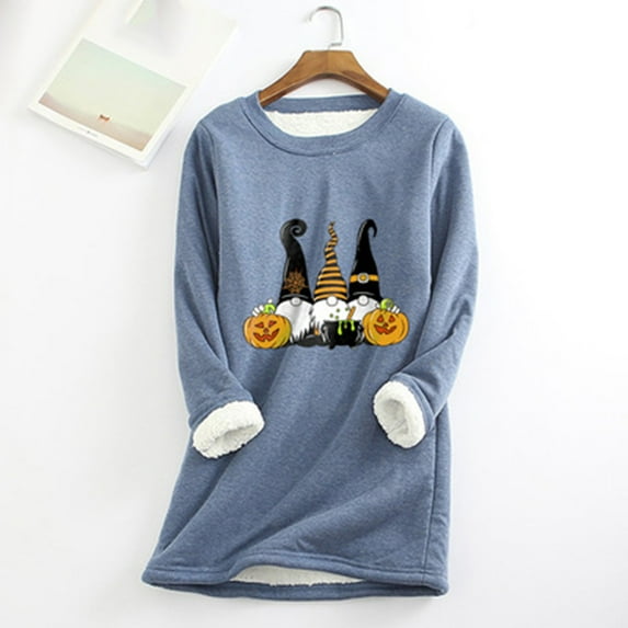 Babysbule Tops for Women Clearance Women Loungewear Nightgowns Long Sleeve Autumn Print Fall Fleece Tops