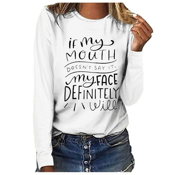 Babysbule Tops for Women Women Printed Long Sleeve Sweatshirt Pullover Shirts Top Blouse