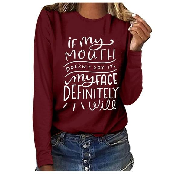 Babysbule Tops for Women Women Printed Long Sleeve Sweatshirt Pullover Shirts Top Blouse