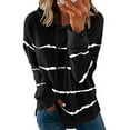 thumbnail image 1 of Babysbule Tops for Women Women's Stylish Casual Stripe Print Hooded Long Sleeve Loose T Shirt Tops, 1 of 6