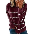 thumbnail image 1 of Babysbule Tops for Women Women's Stylish Casual Stripe Print Hooded Long Sleeve Loose T Shirt Tops, 1 of 4