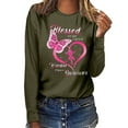 thumbnail image 1 of Babysbule Tops for Women Women Breast Cancer Top Casual Long Sleeve O-neck Sweatshirt Pullover Blouse, 1 of 4