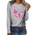 thumbnail image 1 of Babysbule Tops for Women Women Breast Cancer Top Casual Long Sleeve O-neck Sweatshirt Pullover Blouse, 1 of 4