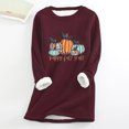 thumbnail image 1 of Babysbule Tops for Women Women Thick Fleece Sweatshirt Long Sleeve Print Velvet Warm Round Neck Underwear Tops, 1 of 3