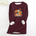 thumbnail image 1 of Babysbule Tops for Women Women Thick Fleece Sweatshirt Long Sleeve Print Velvet Warm Round Neck Underwear Tops, 1 of 3