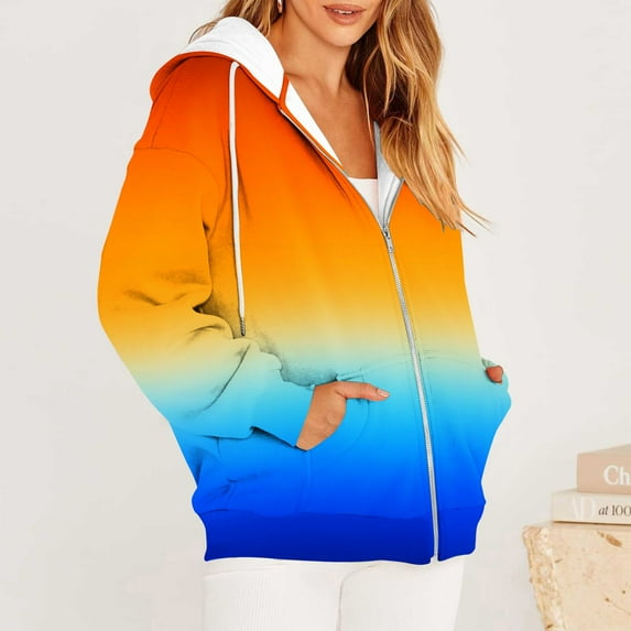 Babysbule Winter Coats for Women Women Fashion Printed Blouse Long Sleeve Tops Sweatshirt Pockets Hoodied Tops