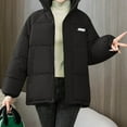 thumbnail image 1 of Babysbule Winter Coats for Women Women Hoodless Zippers Solid Loose Long Sleeve Warm Blouse Coat Jackets Tops, 1 of 5